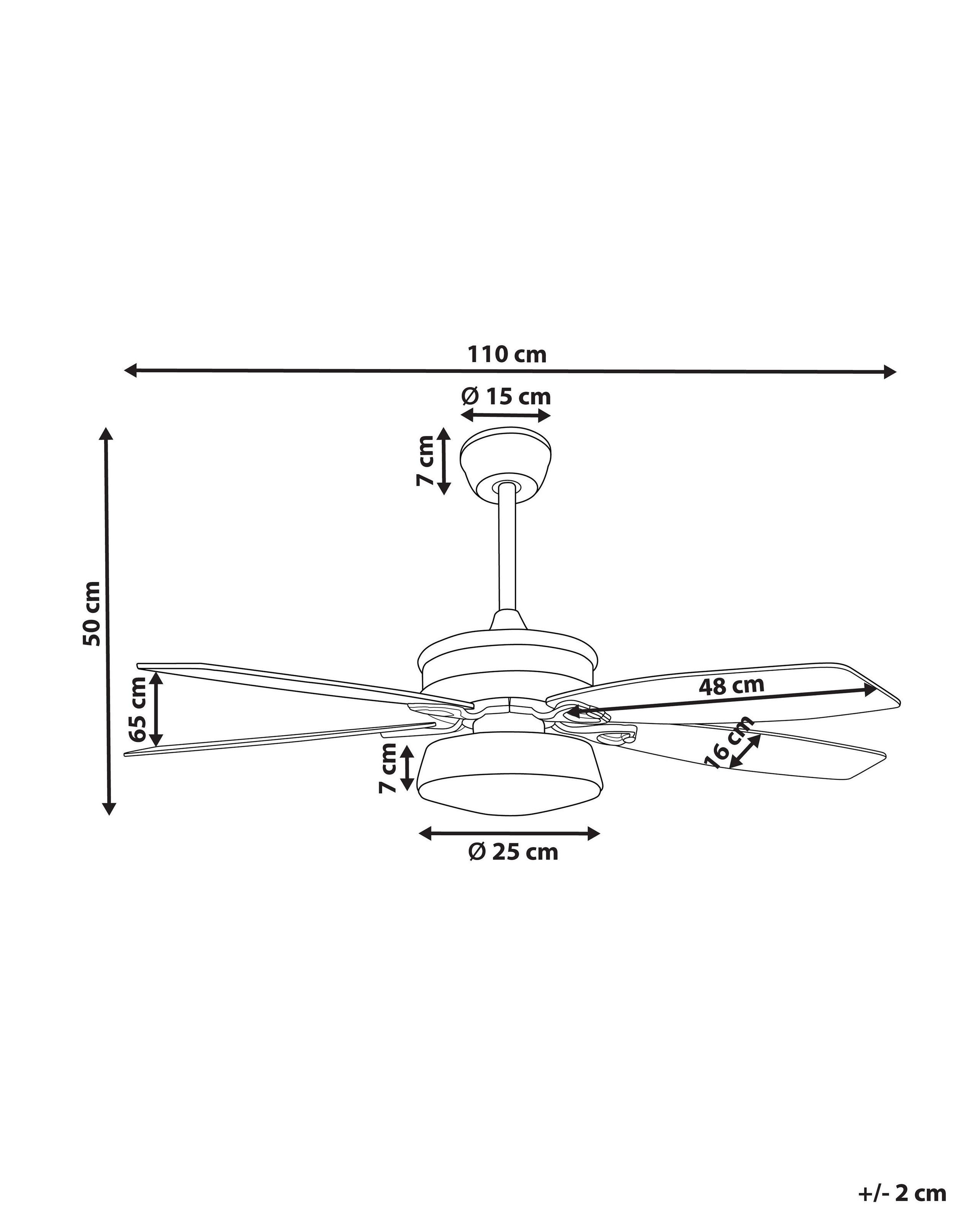 Beliani Ventilateur de plafond avec lampe en Métal Traditionnel LOGAN  
