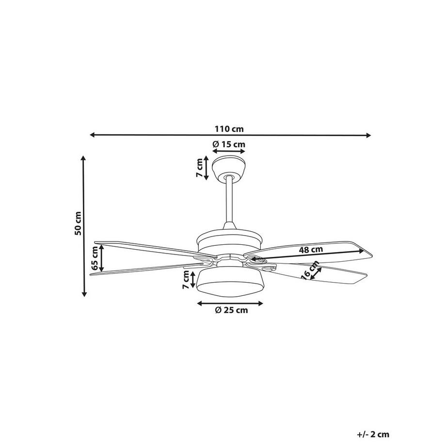 Beliani Ventilateur de plafond avec lampe en Métal  LOGAN  
