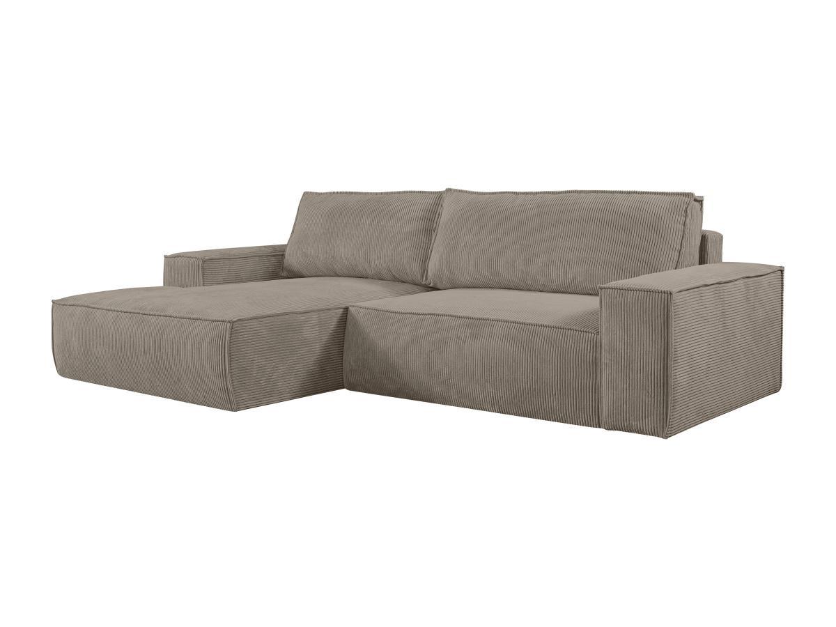 Vente-unique Ecksofa mit Schlaffunktion - Ecke links - Cord - Taupe - AMELIA  