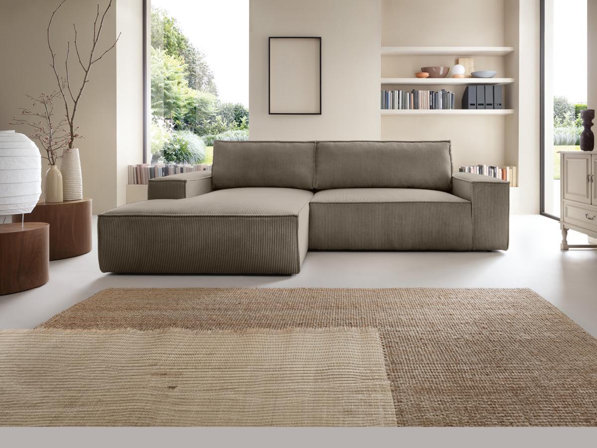 Vente-unique Ecksofa mit Schlaffunktion - Ecke links - Cord - Taupe - AMELIA  