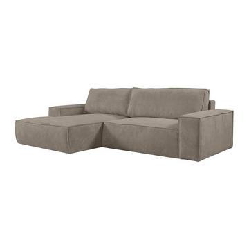 Ecksofa mit Schlaffunktion - Ecke links - Cord - Taupe - AMELIA