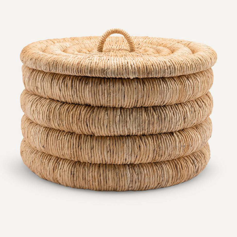 AM.PM Panier rond avec couvercle bananier tressé  