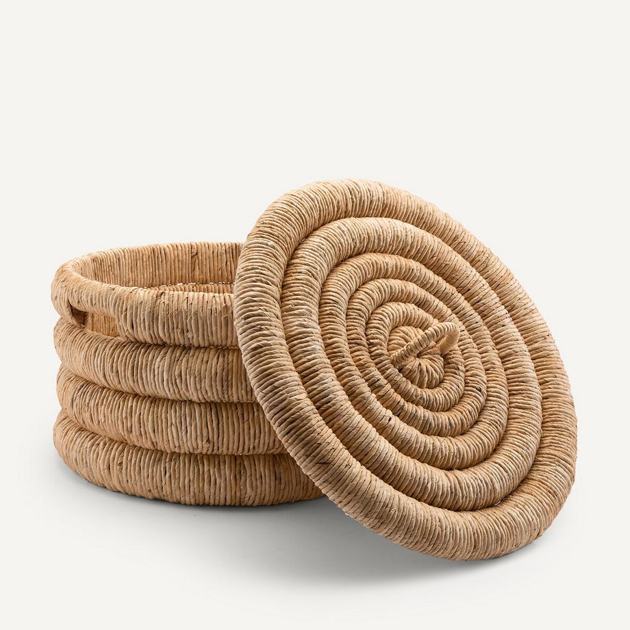 AM.PM Panier rond avec couvercle bananier tressé  
