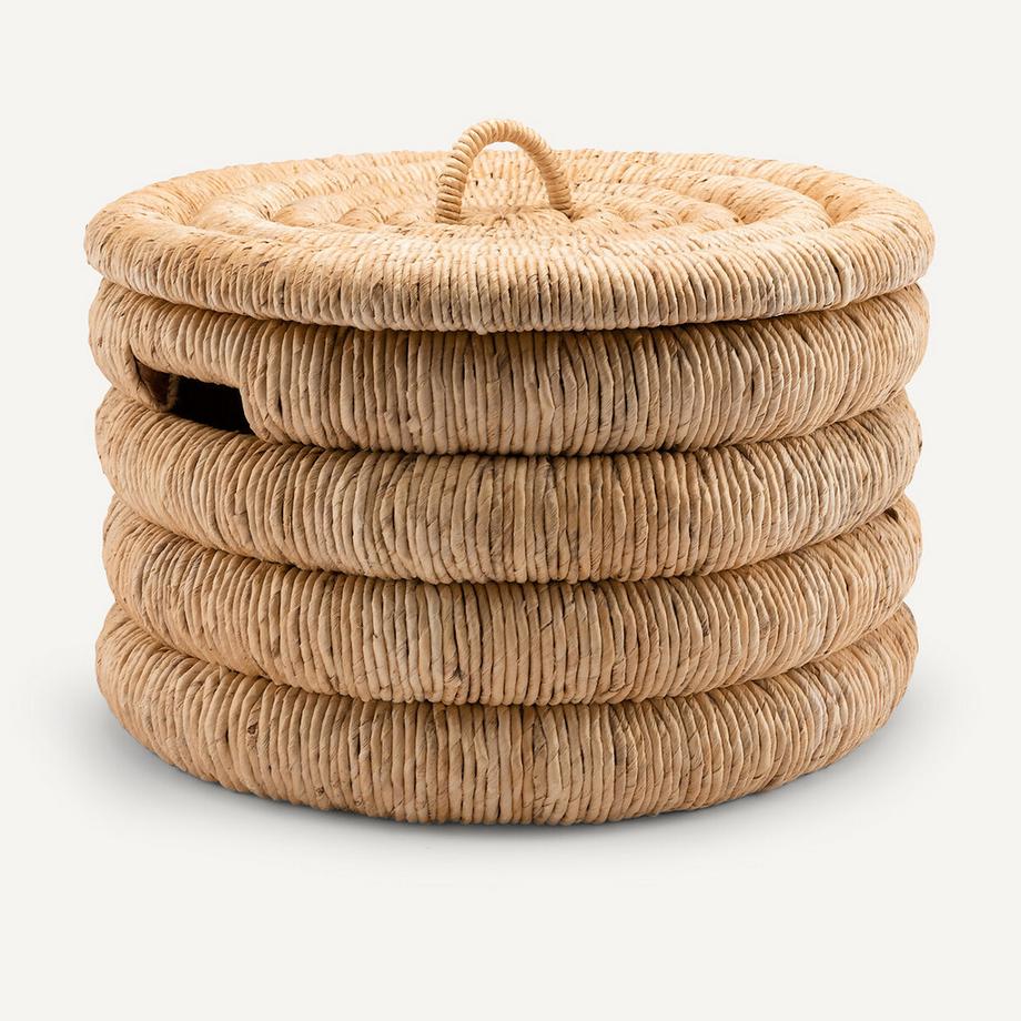 AM.PM Panier rond avec couvercle bananier tressé  