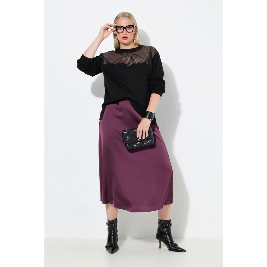 Ulla Popken Gonna midi in raso linea A vita comoda  