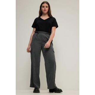 Studio Untold  Cargohose, Straight Wide Legs, Cargotaschen, Elastikbund 