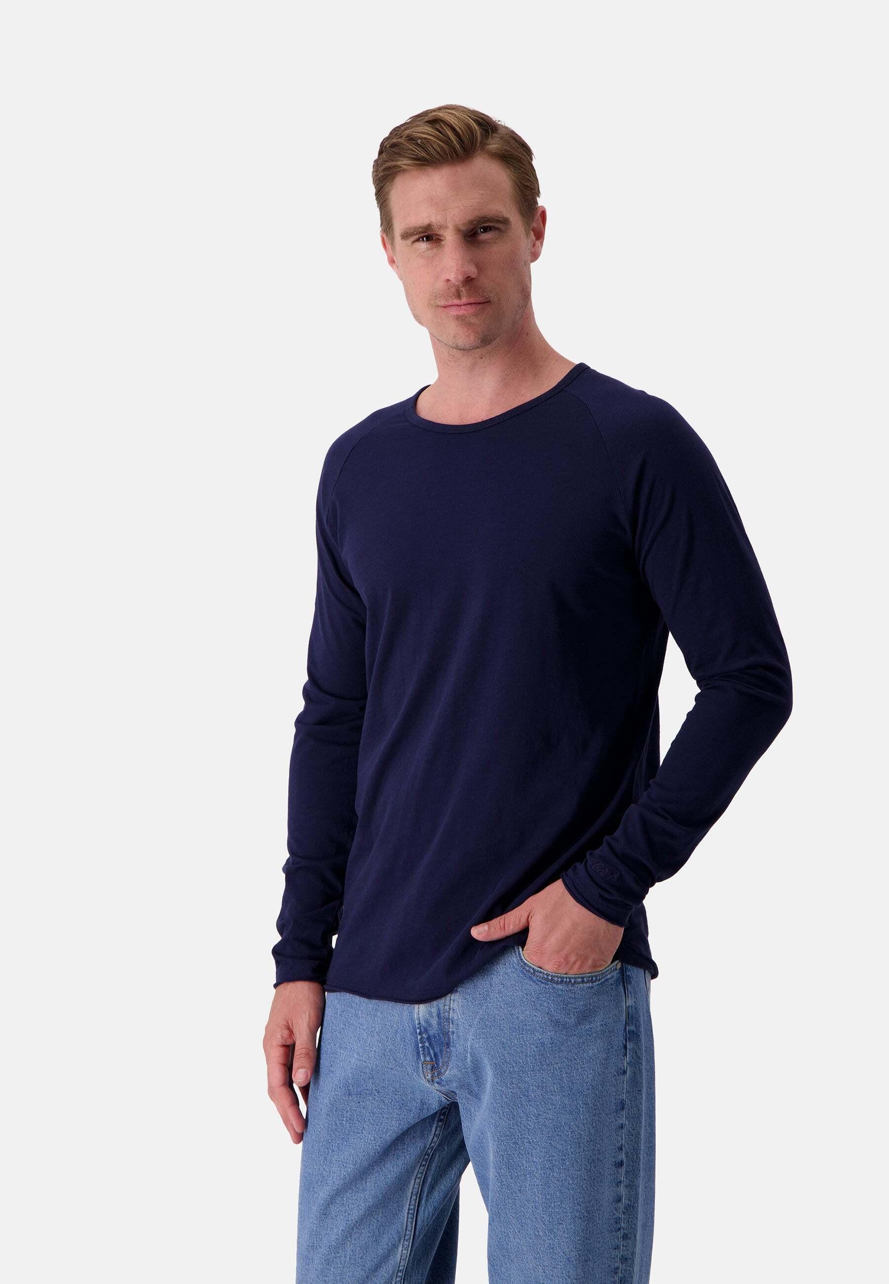 Image of Langarmshirts Longsleeve - Slub Herren Marine S