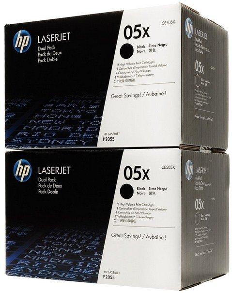 Hewlett-Packard  CE505X - pack de 2 toners LaserJet noir grande capacité authentiques 