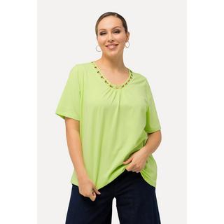 Ulla Popken  T-Shirt, CutOut-Zierband, Rundhals, Halbarm 