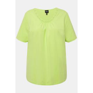 Ulla Popken  T-Shirt, CutOut-Zierband, Rundhals, Halbarm 