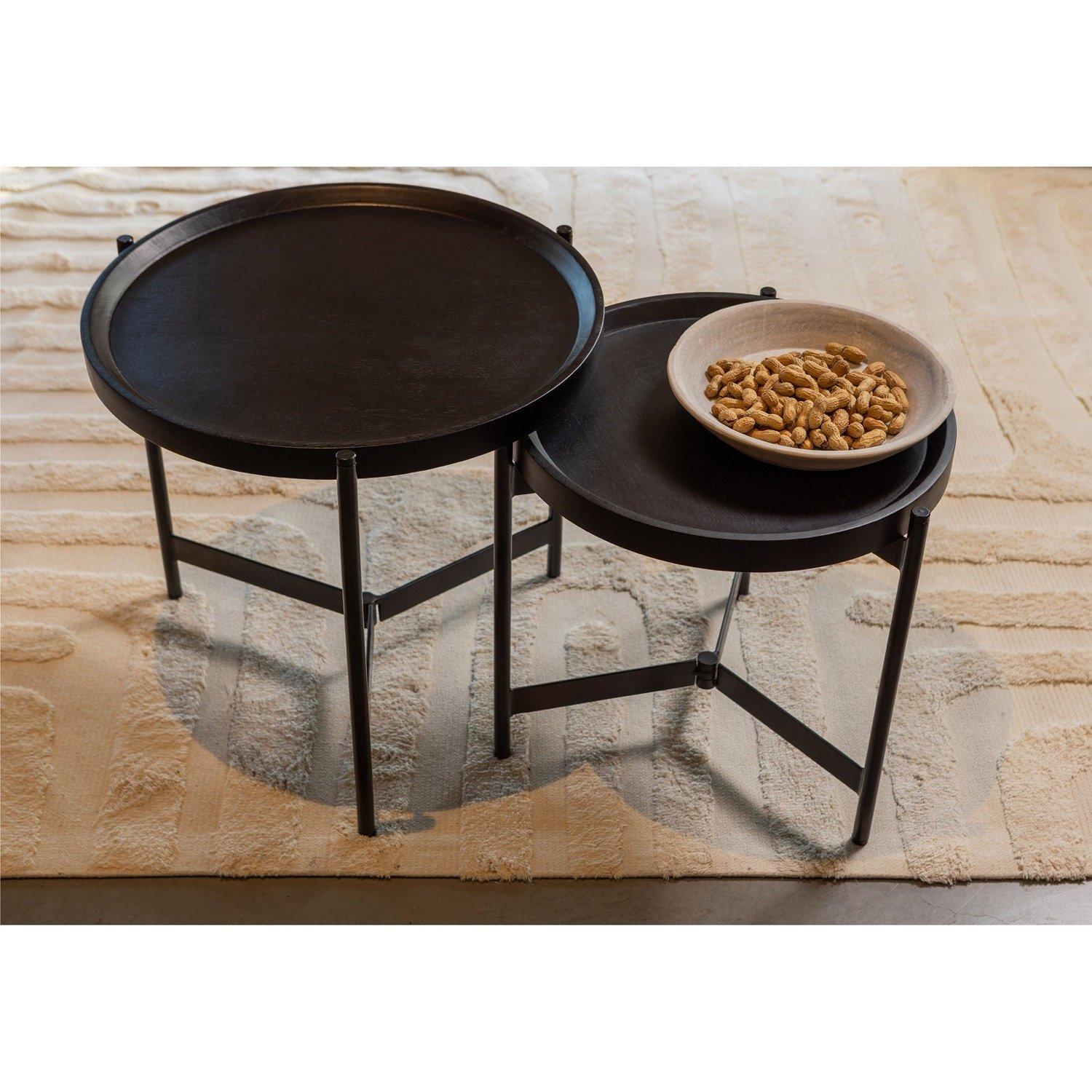 mutoni Table d'appoint Lizzy Mango noire (lot de 2)  