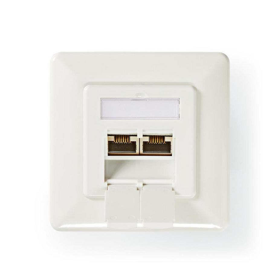 Nedis  Netzwerk-Wanddose | Unterputz | 2-Port-Anschluss/e | CAT6a | Gerade | Buchse | Vergoldet | PVC | Weiß | Kunststoffbeutel 