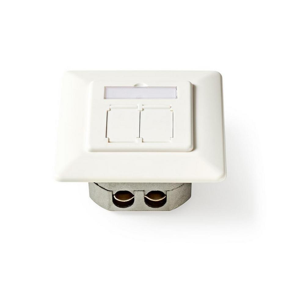 Nedis  Netzwerk-Wanddose | Unterputz | 2-Port-Anschluss/e | CAT6a | Gerade | Buchse | Vergoldet | PVC | Weiß | Kunststoffbeutel 