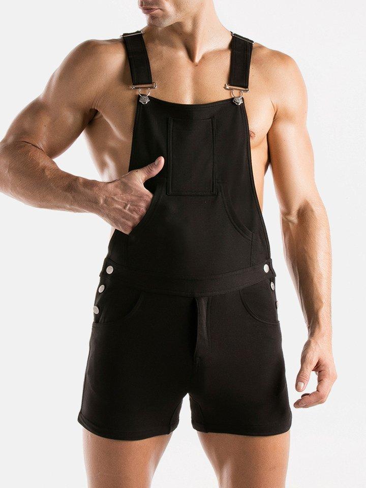 Image of Kurze Latzhose Stretch Herren Schwarz XL