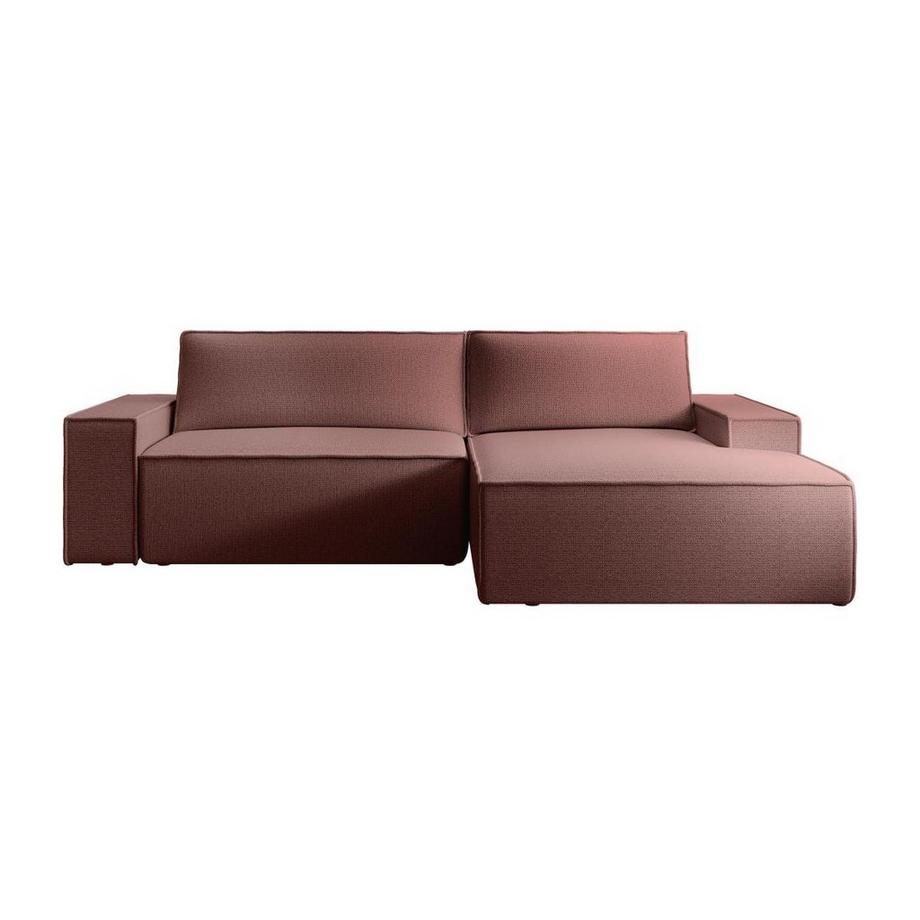 Vente-unique Canapé d'angle droit convertible en tissu texturé terracotta AMELIA  