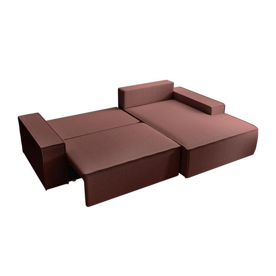 Vente-unique Canapé d'angle droit convertible en tissu texturé terracotta AMELIA  