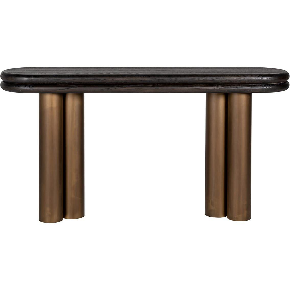 mutoni Table console Macaron noir or brossé 160  