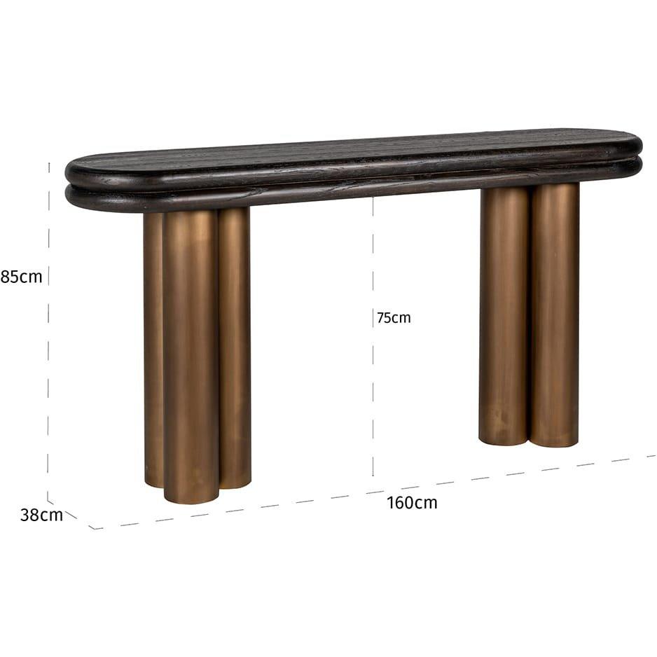 mutoni Table console Macaron noir or brossé 160  