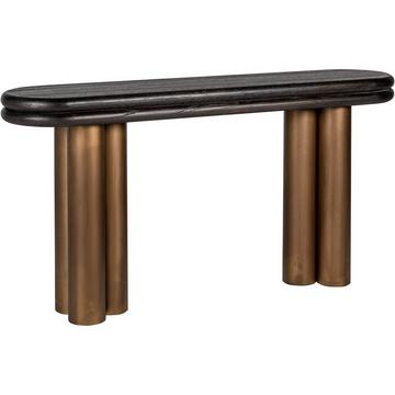 Table console Macaron noir or brossé 160