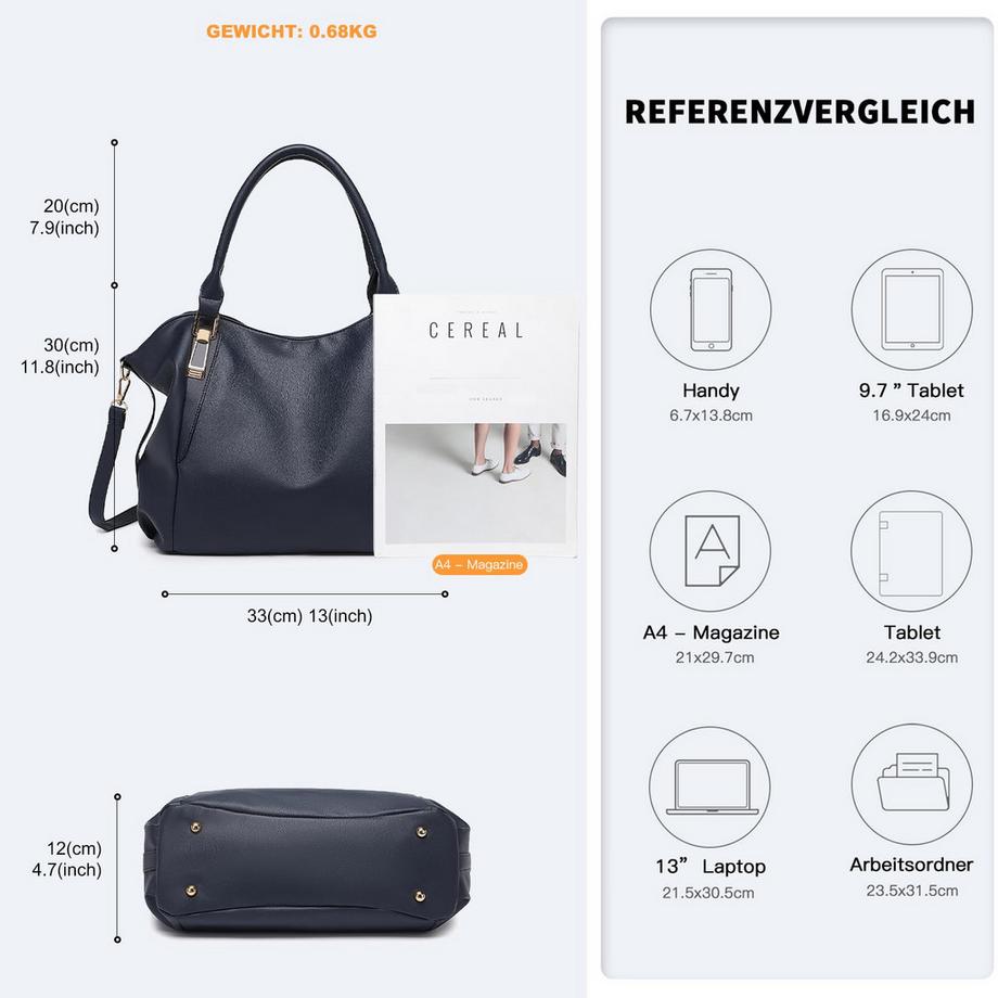 Only-bags.store Grosse Einkaufstasche mit verstellbarem Schulterriemen  