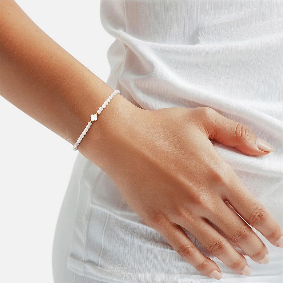 Glanzstücke München  Perlen-Armband Clover Edelstahl Muschelkernperle 