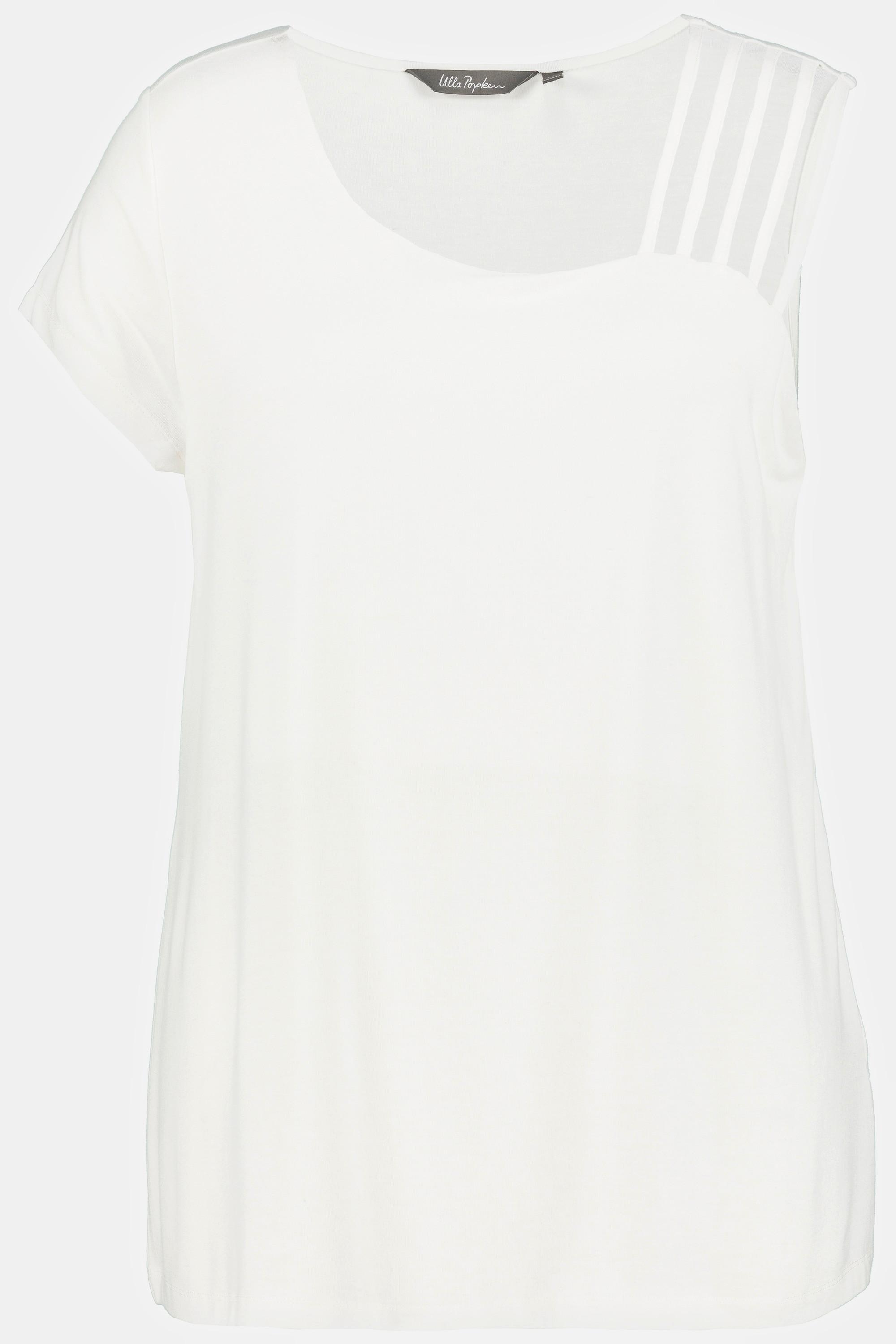 Ulla Popken  T-Shirt, Classic, asymmetrischer Ausschnitt, Cup-Ärmel 