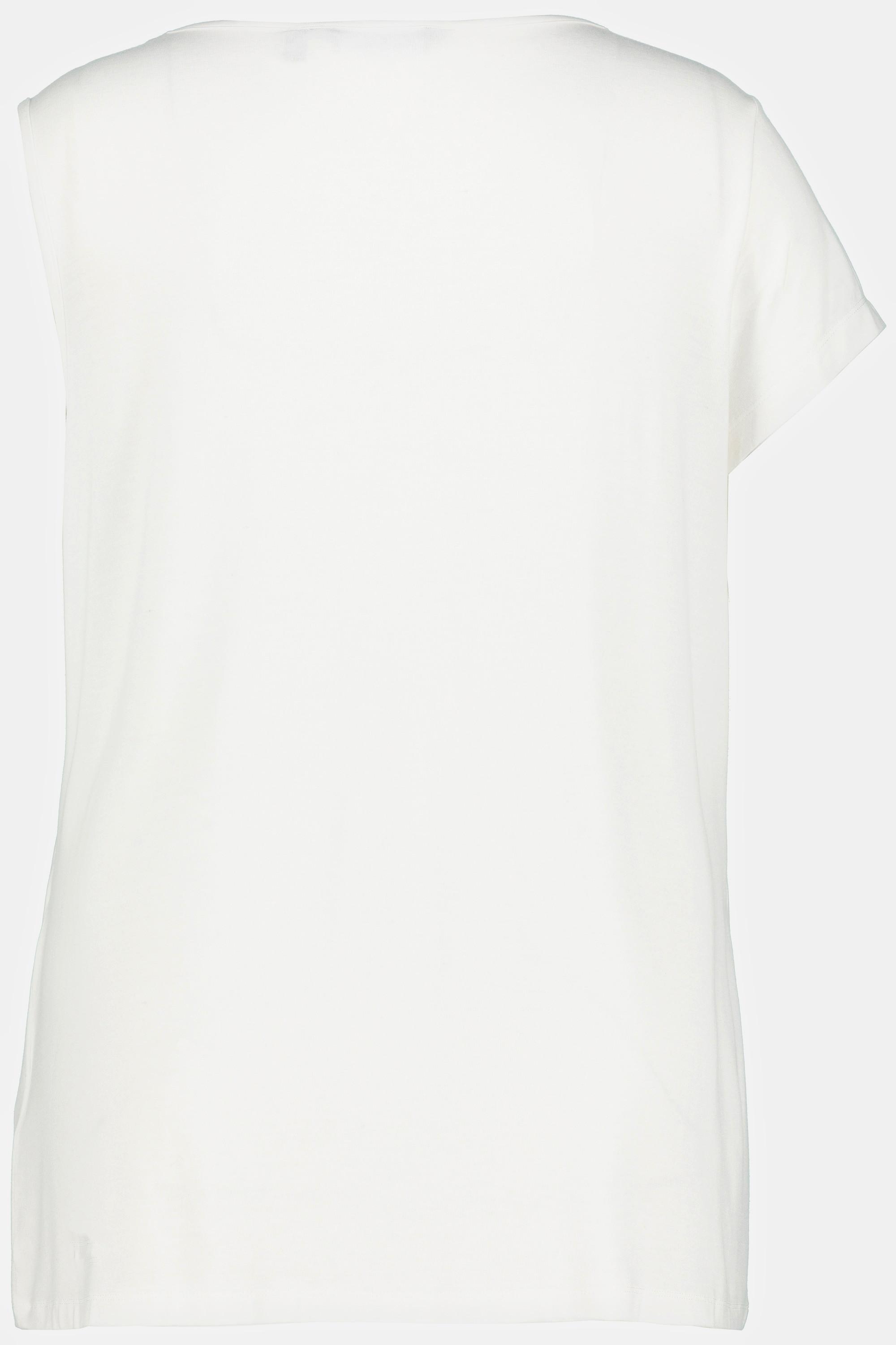 Ulla Popken  T-Shirt, Classic, asymmetrischer Ausschnitt, Cup-Ärmel 