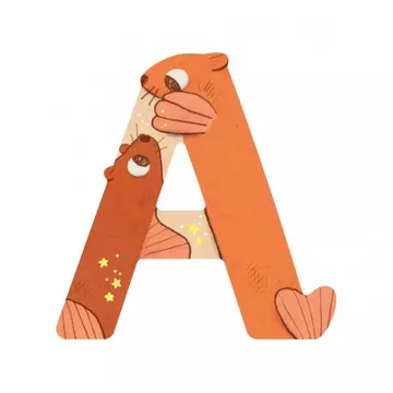 Holzbuchstabe A orange L'alphabet, Moulin Roty