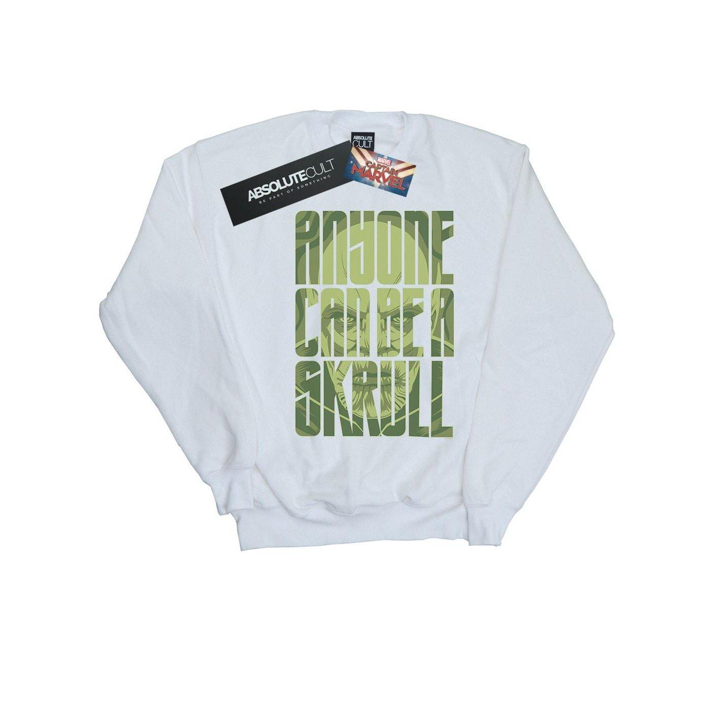 Image of Captain Anyone Can Be A Skrull Sweatshirt Unisex Weiss 128