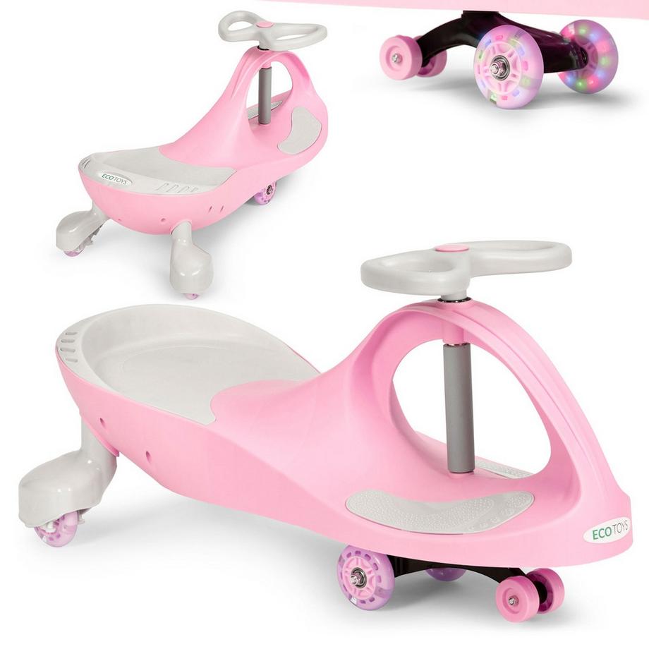 Voiture à enfourcher Wiggle avec roues LED roses ECOTOYS