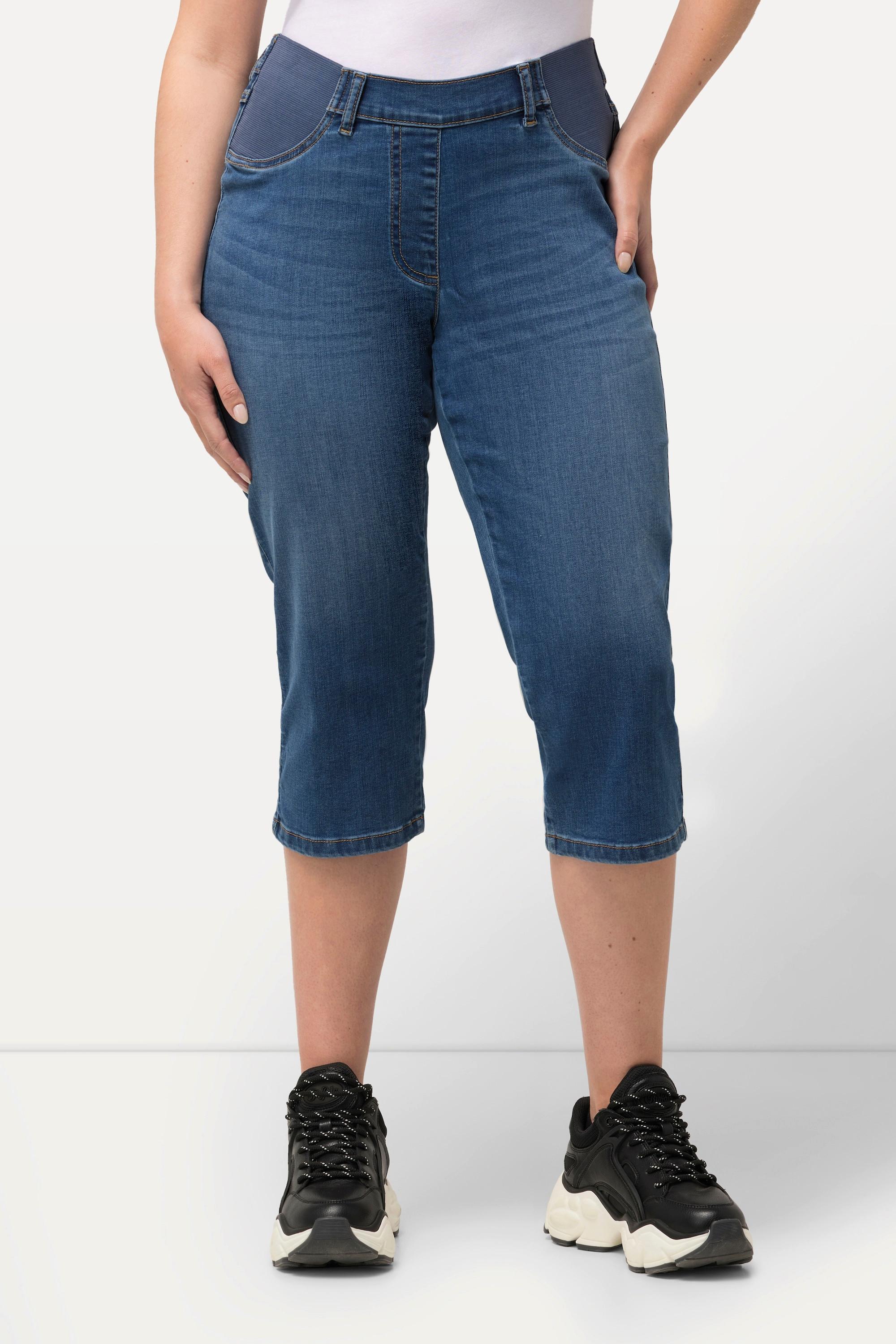 Ulla Popken  Capri-Jeans Sienna, schmales Bein, Elastikbund, Stretch 