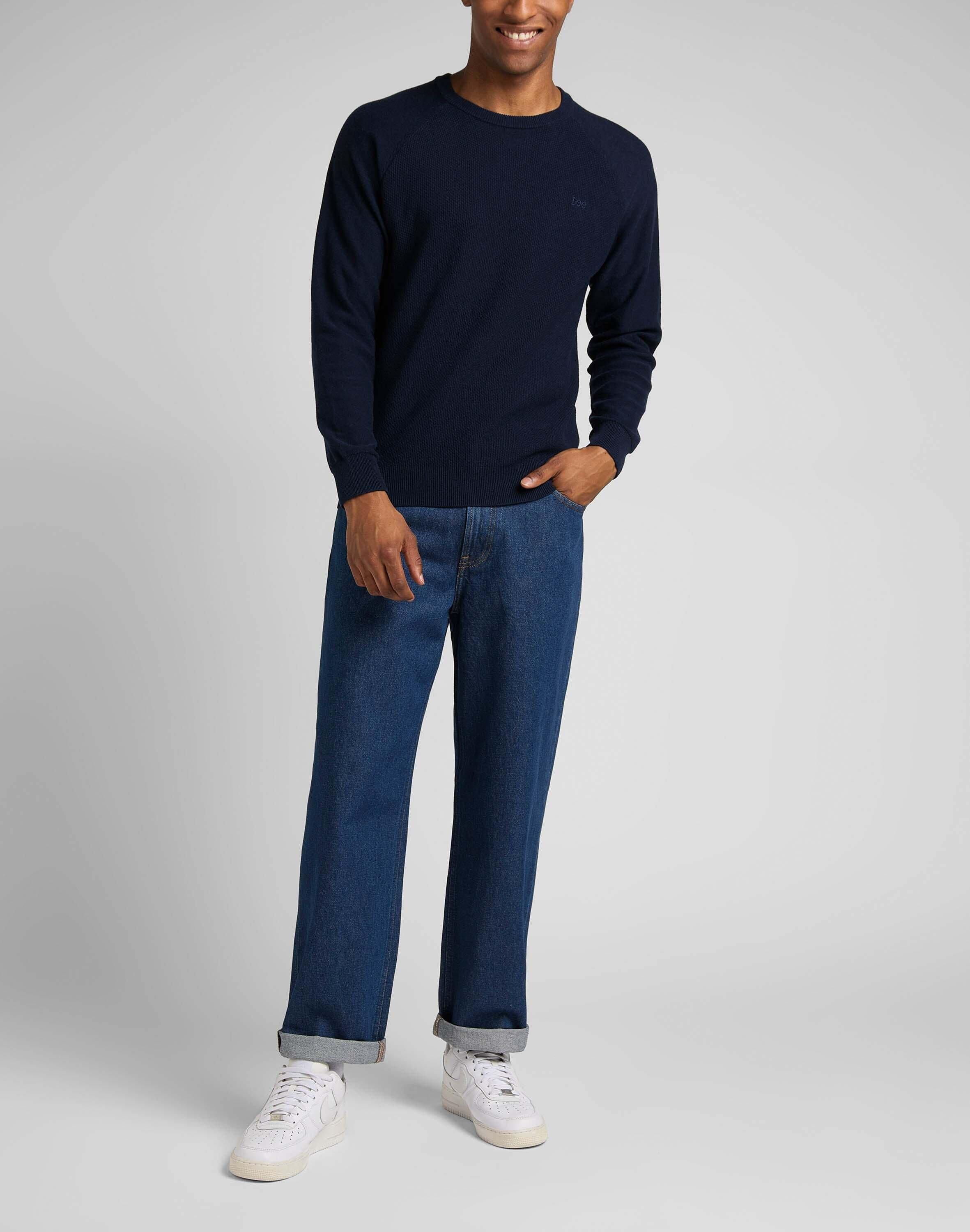 Image of Strickpullover Raglan Crew Herren Marine L