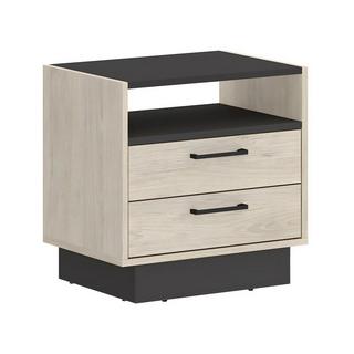 Vente-unique Lot de 2 tables de chevet 2 tiroirs et 1 niche - Coloris : Naturel et anthracite - LEANDRE  