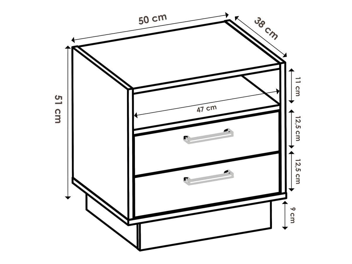 Vente-unique Lot de 2 tables de chevet 2 tiroirs et 1 niche - Coloris : Naturel et anthracite - LEANDRE  