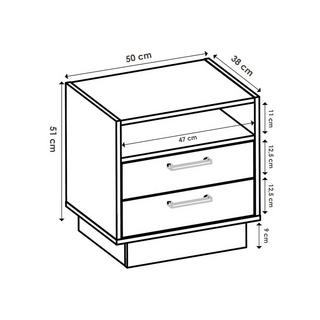 Vente-unique Lot de 2 tables de chevet 2 tiroirs et 1 niche - Coloris : Naturel et anthracite - LEANDRE  