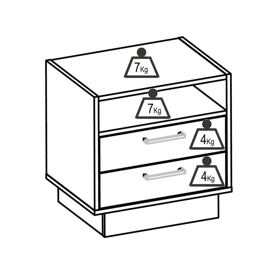 Vente-unique 2er-Set Nachttische mit 2 Schubladen & 1 Ablage - Holzfarben & Anthrazit - LEANDRE  