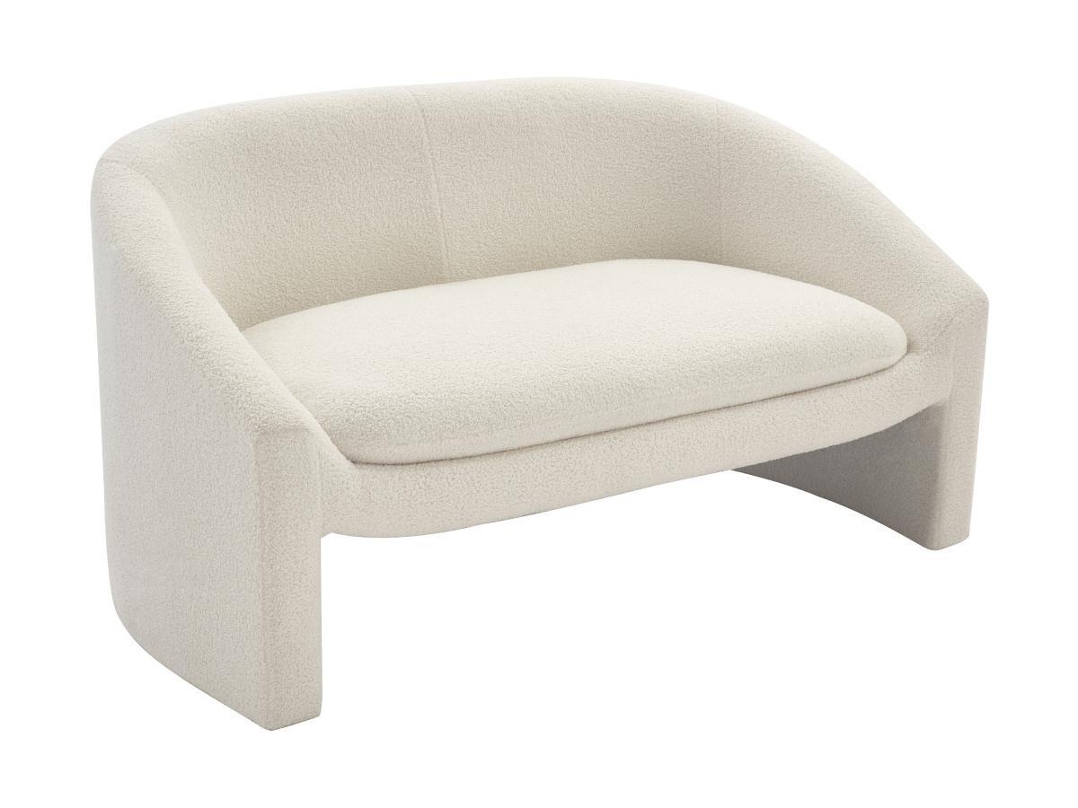 Vente-unique Sofa 2-Sitzer - Bouclé-Stoff - Weiß - OSSANA  