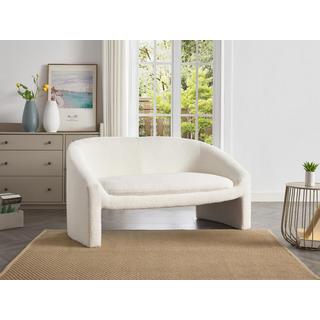 Vente-unique Sofa 2-Sitzer - Bouclé-Stoff - Weiß - OSSANA  