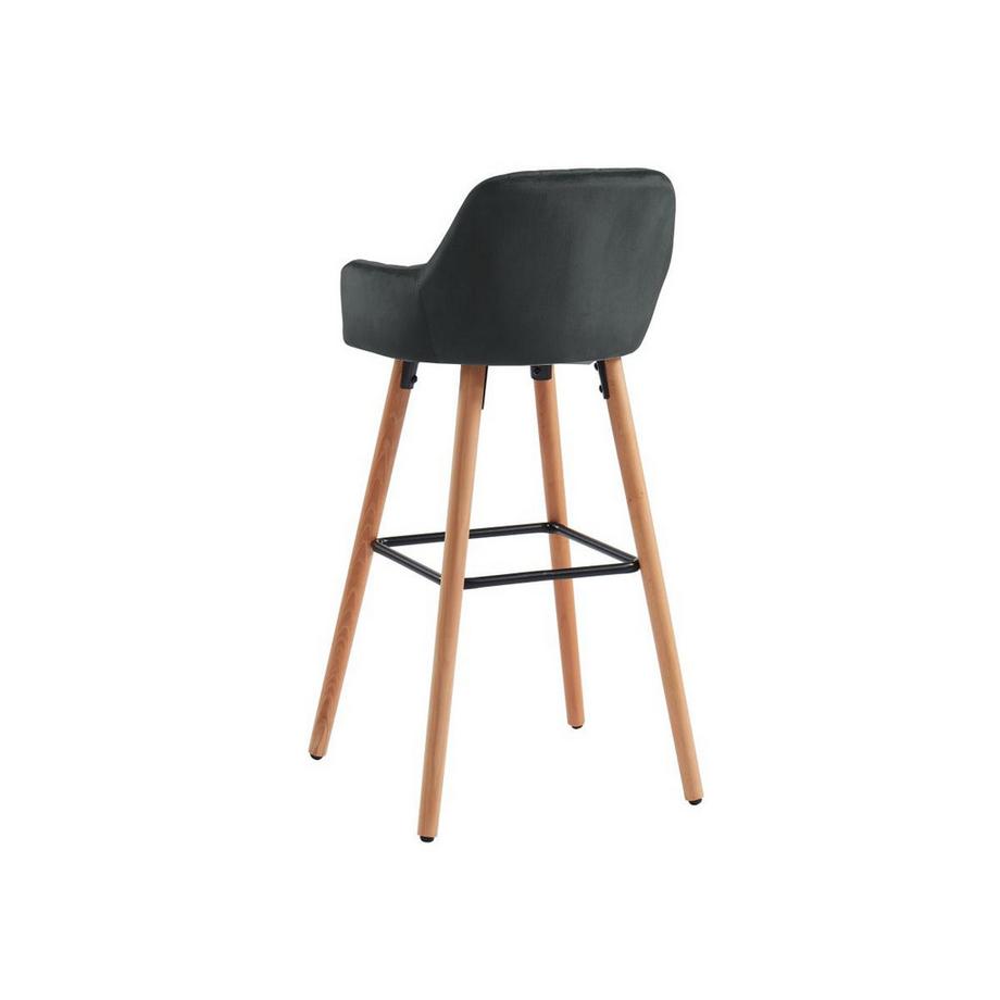 Vente-unique Tabouret de bar en velours bois de hêtre ELEANA  