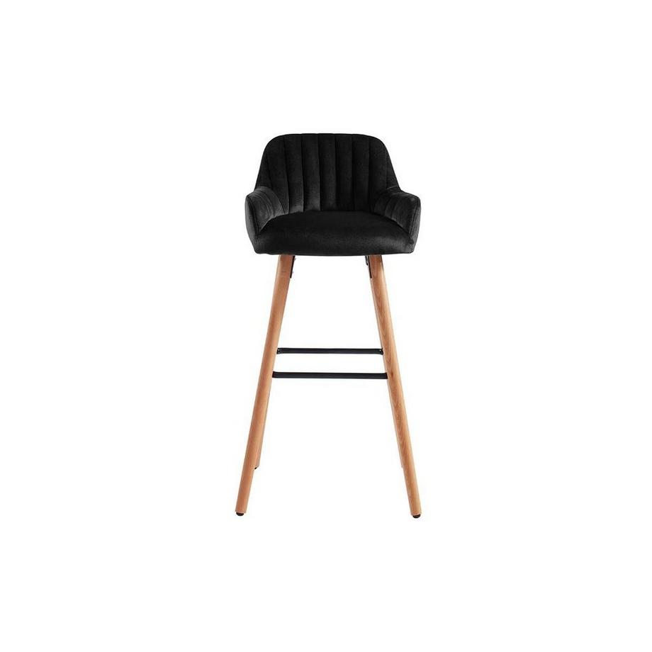 Vente-unique Tabouret de bar en velours bois de hêtre ELEANA  