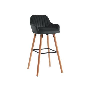 Tabouret de bar en velours bois de hêtre ELEANA