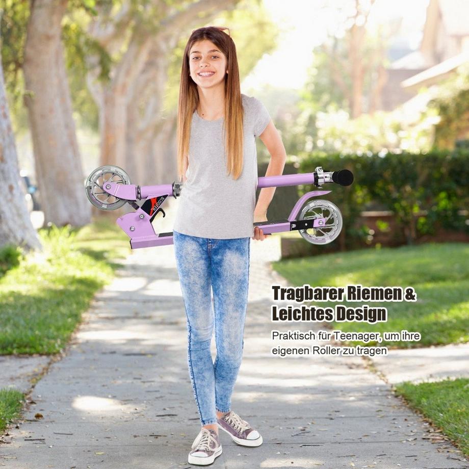Northio  Trottinette enfant pliable et réglable en hauteur avec 2 roues clignotantes pour enfant à partir de 4 ans violet 