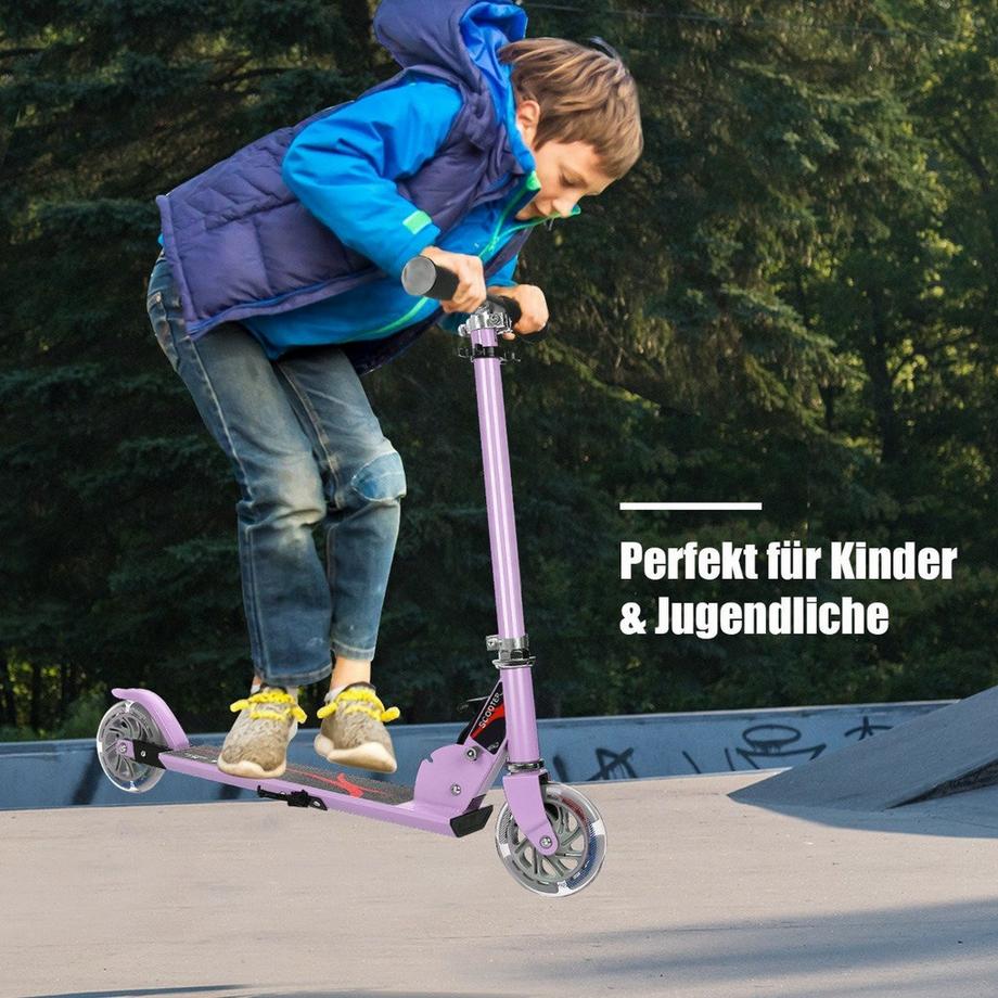 Northio  Trottinette enfant pliable et réglable en hauteur avec 2 roues clignotantes pour enfant à partir de 4 ans violet 
