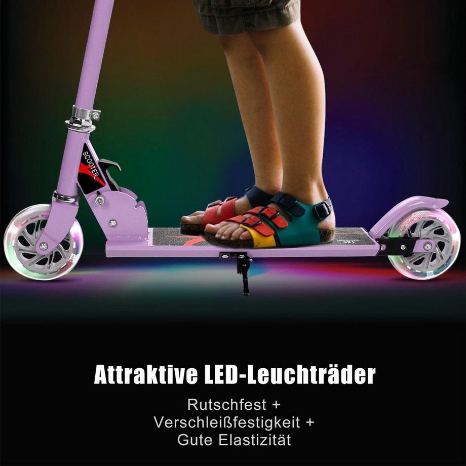 Northio  Trottinette enfant pliable et réglable en hauteur avec 2 roues clignotantes pour enfant à partir de 4 ans violet 