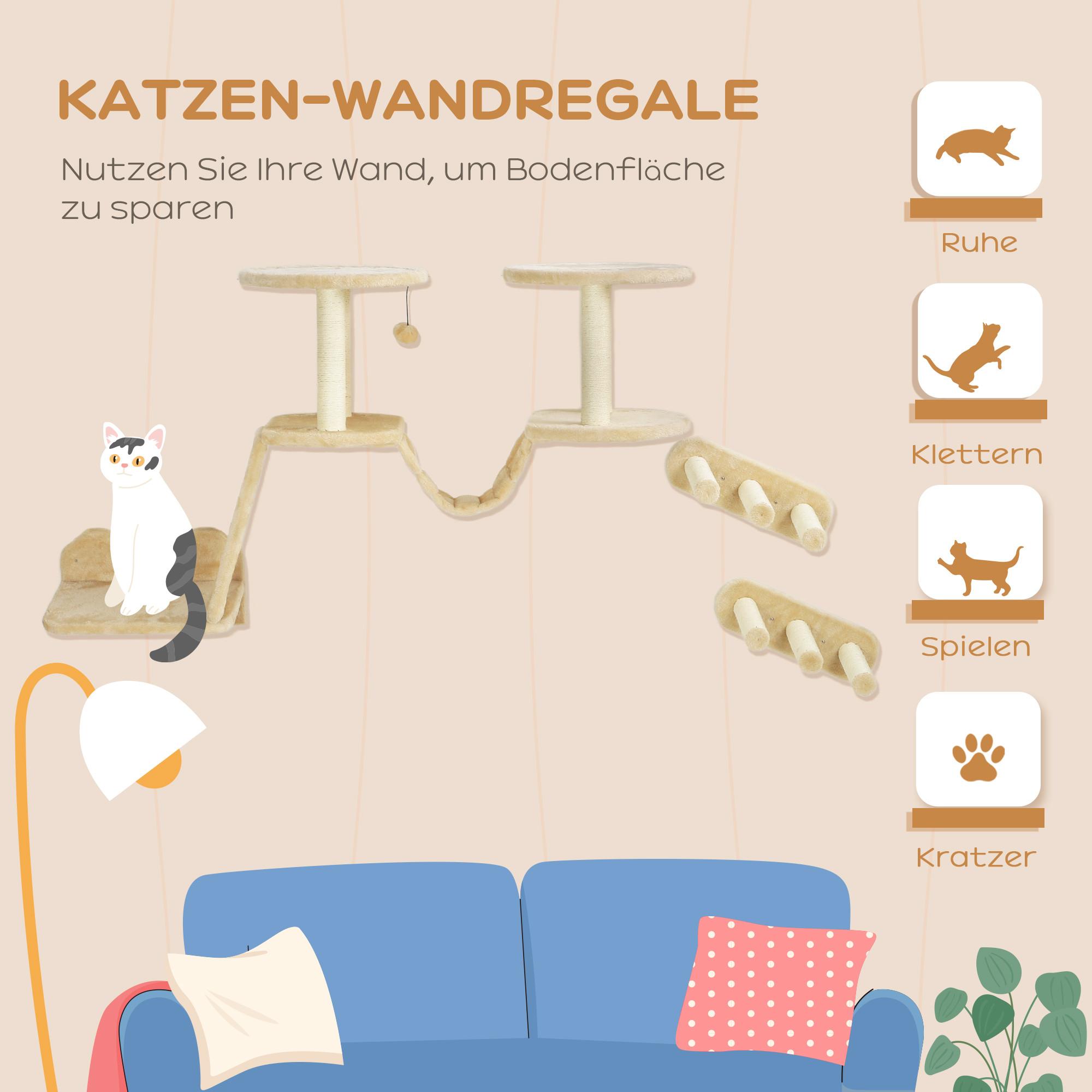 PawHut  Katzen Kletterwand Set 