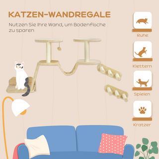 PawHut  Katzen Kletterwand Set 