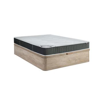 Ensemble 140 x 190 cm sommier coffre naturel clair + matelas ressorts ensachés 7 zones et mémoire de forme ép.25cm - TIAMAT de DREAMEA