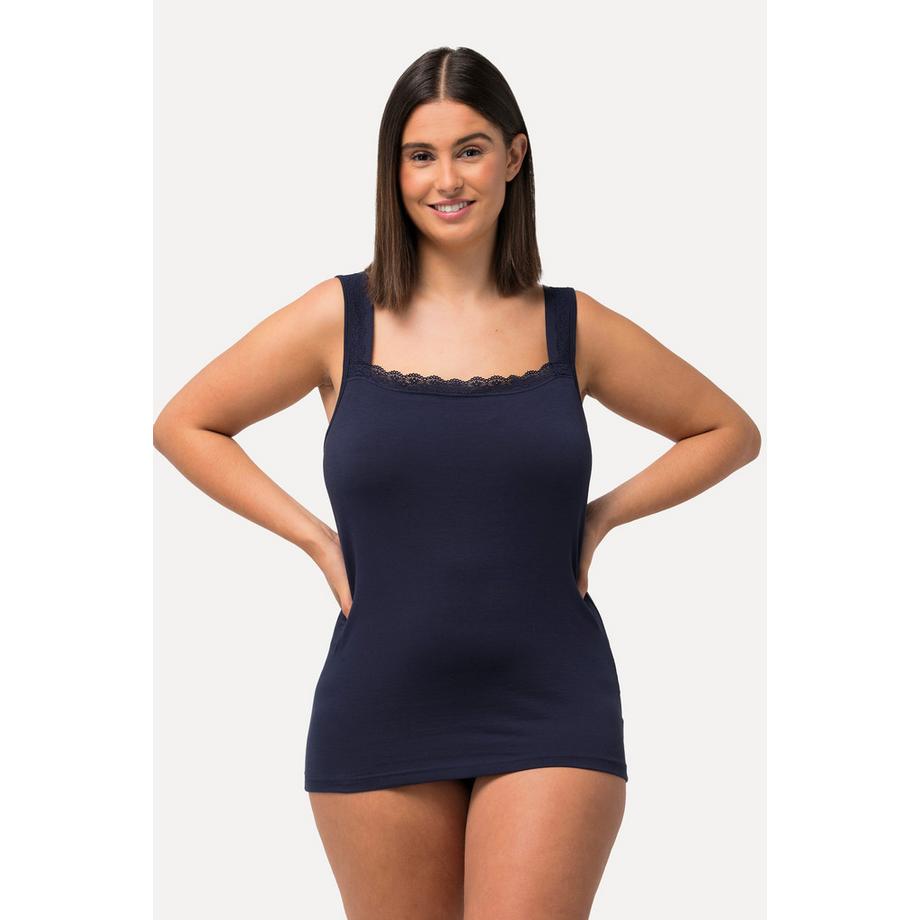 Ulla Popken Maillot de corps Coton Supima Larges Bretelles Dentelle  