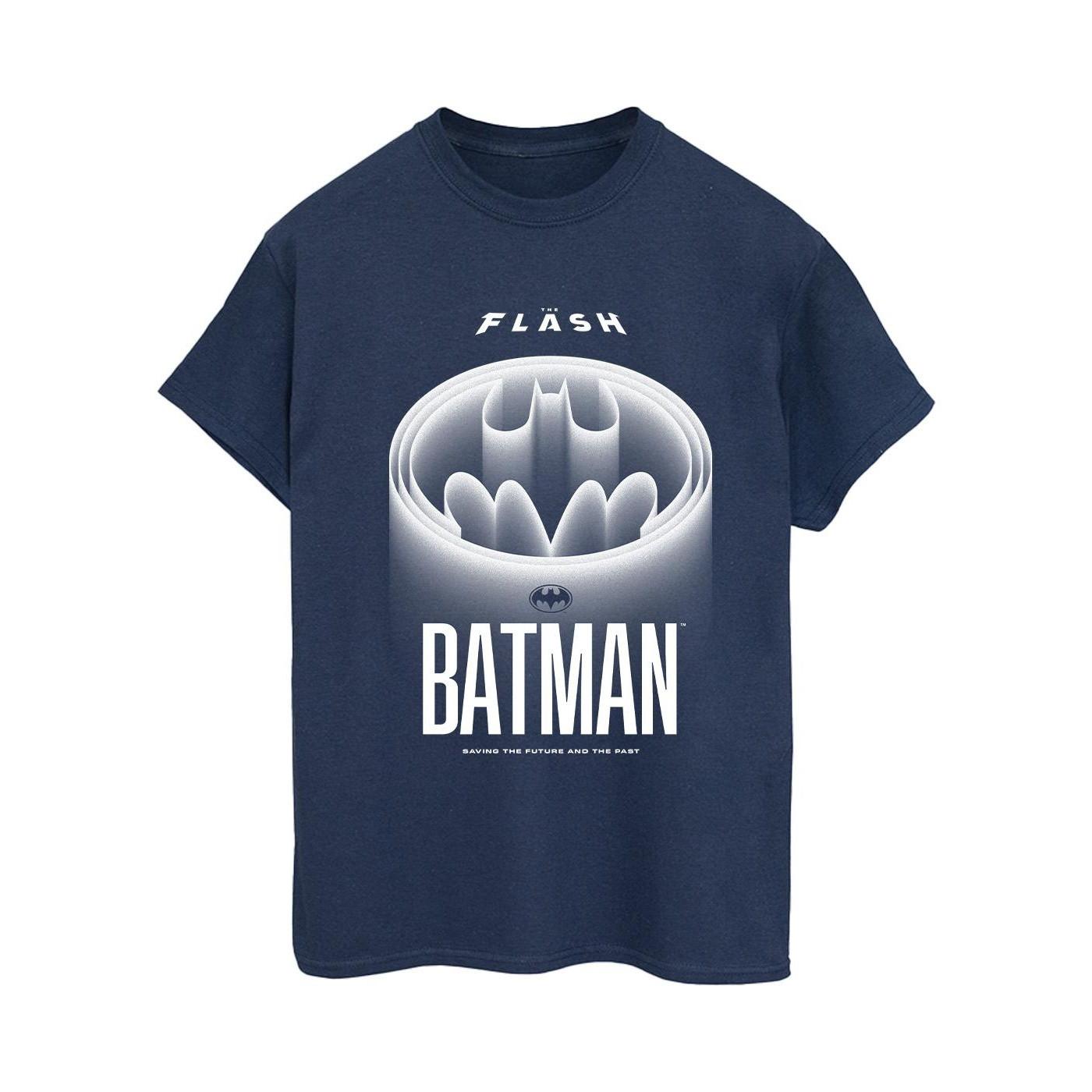 Image of The Flash Batman White Logo Tshirt Damen Marine 5XL