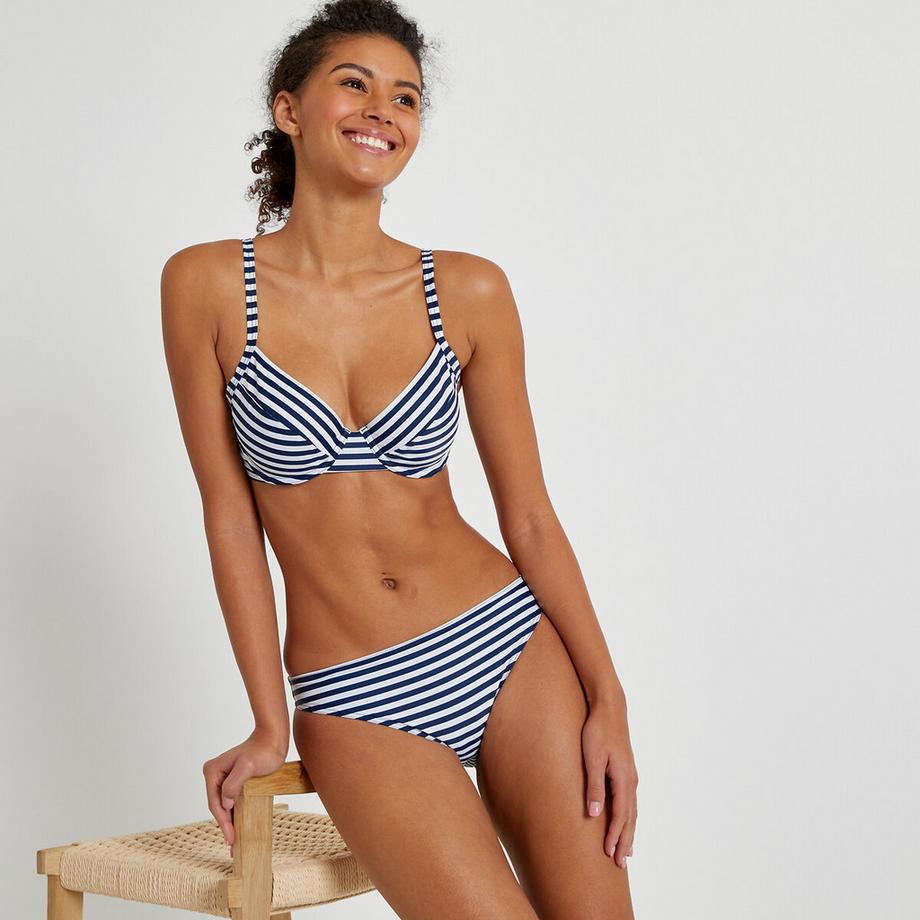La Redoute Collections Gestreiftes Full Cup Bikini Oberteil  